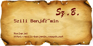 Szili Benjámin névjegykártya